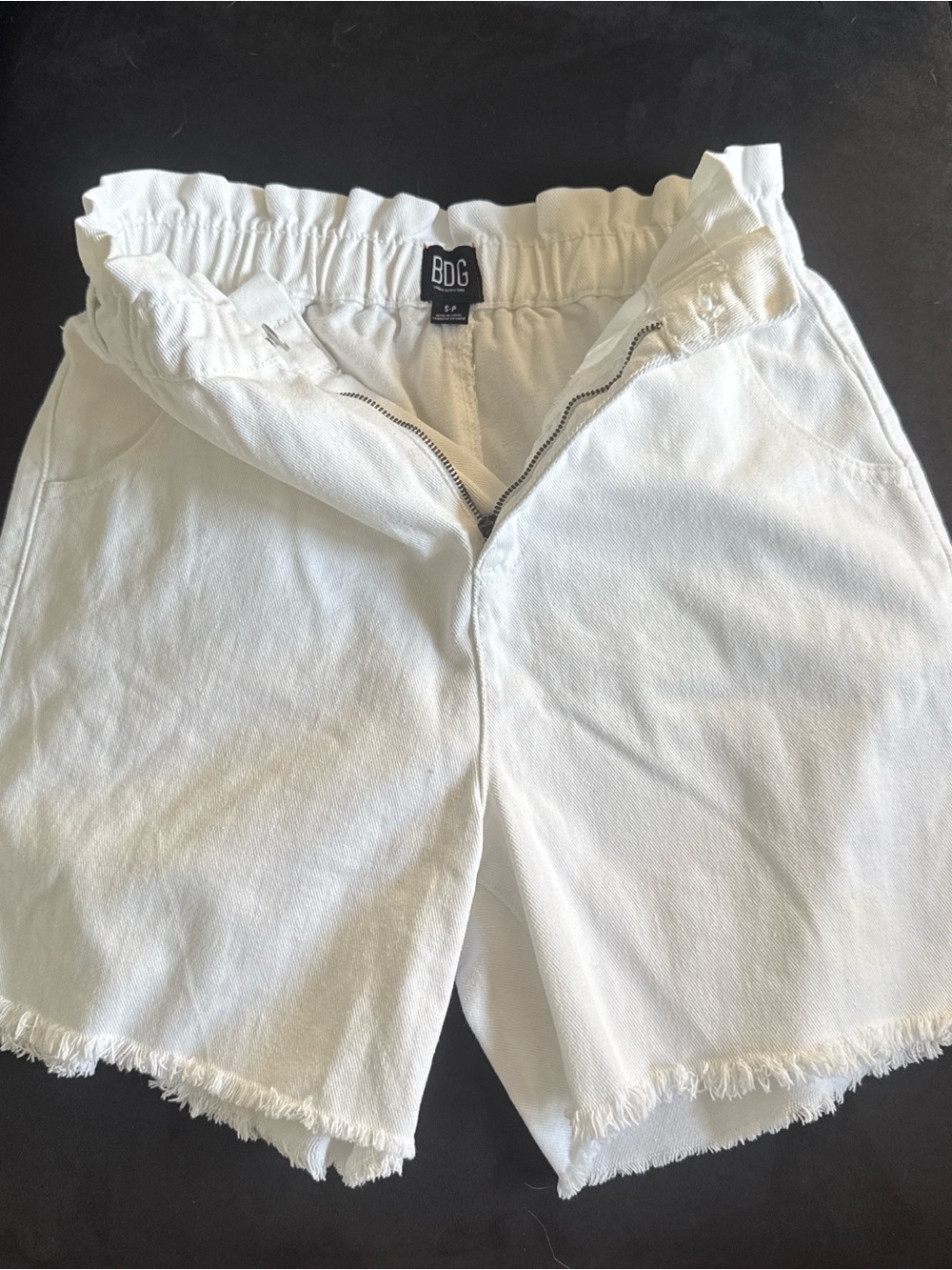 BDG White Elastic Waist Denim Shorts